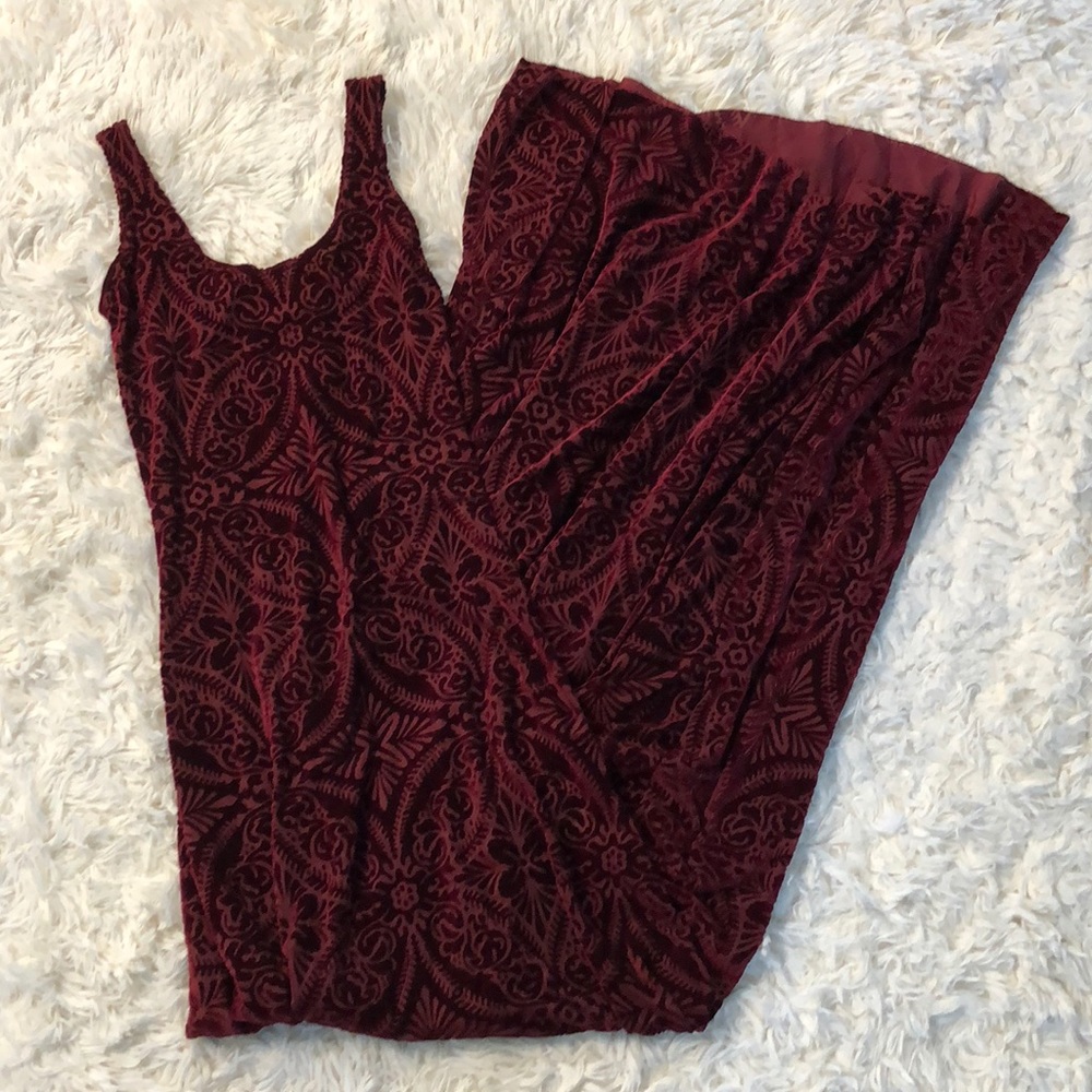 NWT XS BlackMilk Burned Velvet Wine Maxi Dress